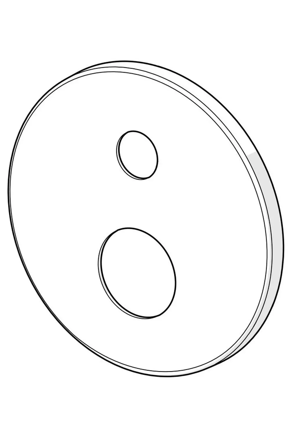 Runde Chrom-Rosette mit zwei Ausschnitten, geeignet für HANSA-Produkte, zur Abdeckung von Bohrungen oder Anschlussstellen in sanitären Anwendungen.
